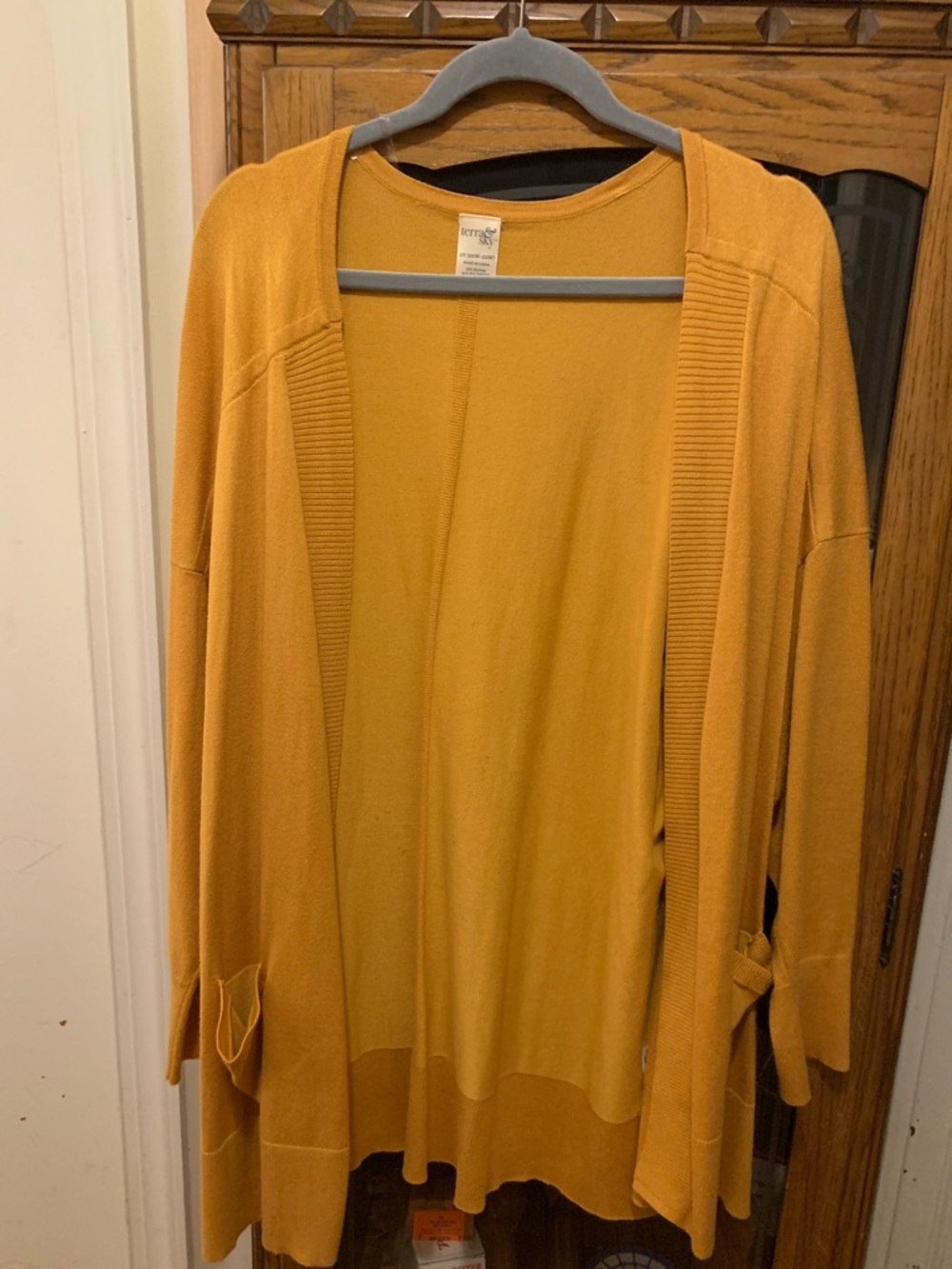 Terra & sky Mustard Open-Front Women's Cardigan Sweater